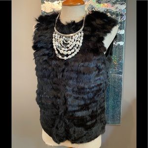 NWT Dolce Cabo Black real Rabbit Fur Vest size small